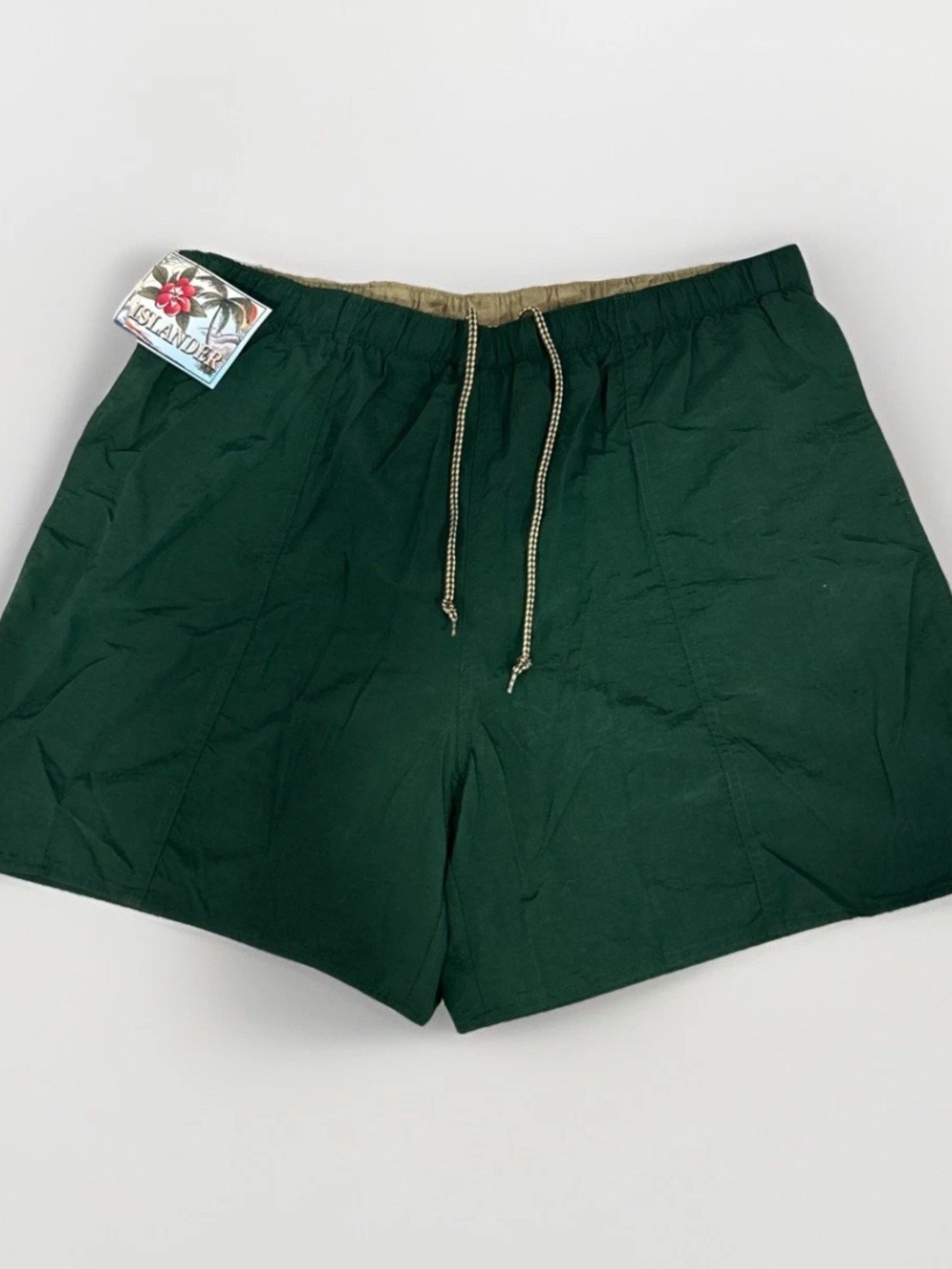 Islander Men’s Swim Trunks XL Green Mesh Lined Nylon Bathing Suit New With Tags